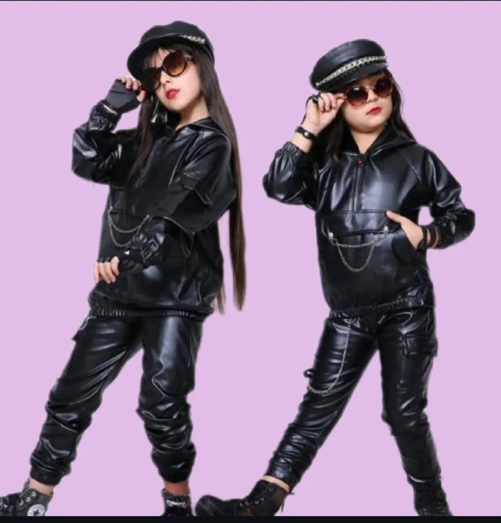 ست هودی شلوار چرم دخترانه