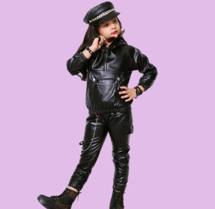 هودی شلوار اسپرت دخترانه چرم