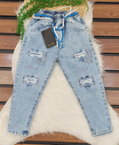 شلوار لی مام فیت دخترانه زاپدار