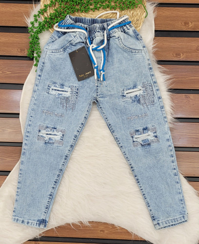 شلوار لی مام فیت دخترانه زاپدار