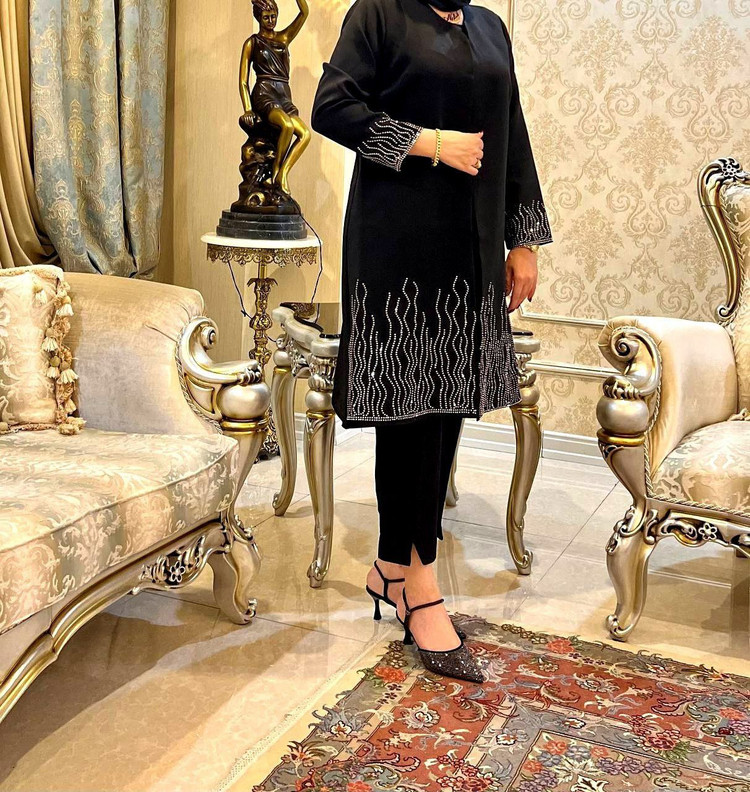 مانتو مجلسی سایز بزرگ شیک و مزونی مدل شعله