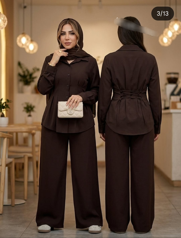 ست شومیز شلوار مزونی مدل لارای تک و عمده